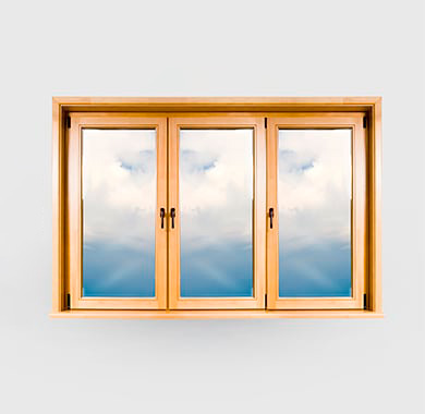 Трехстворчатое деревянное окно из сосны 1500 на 1800